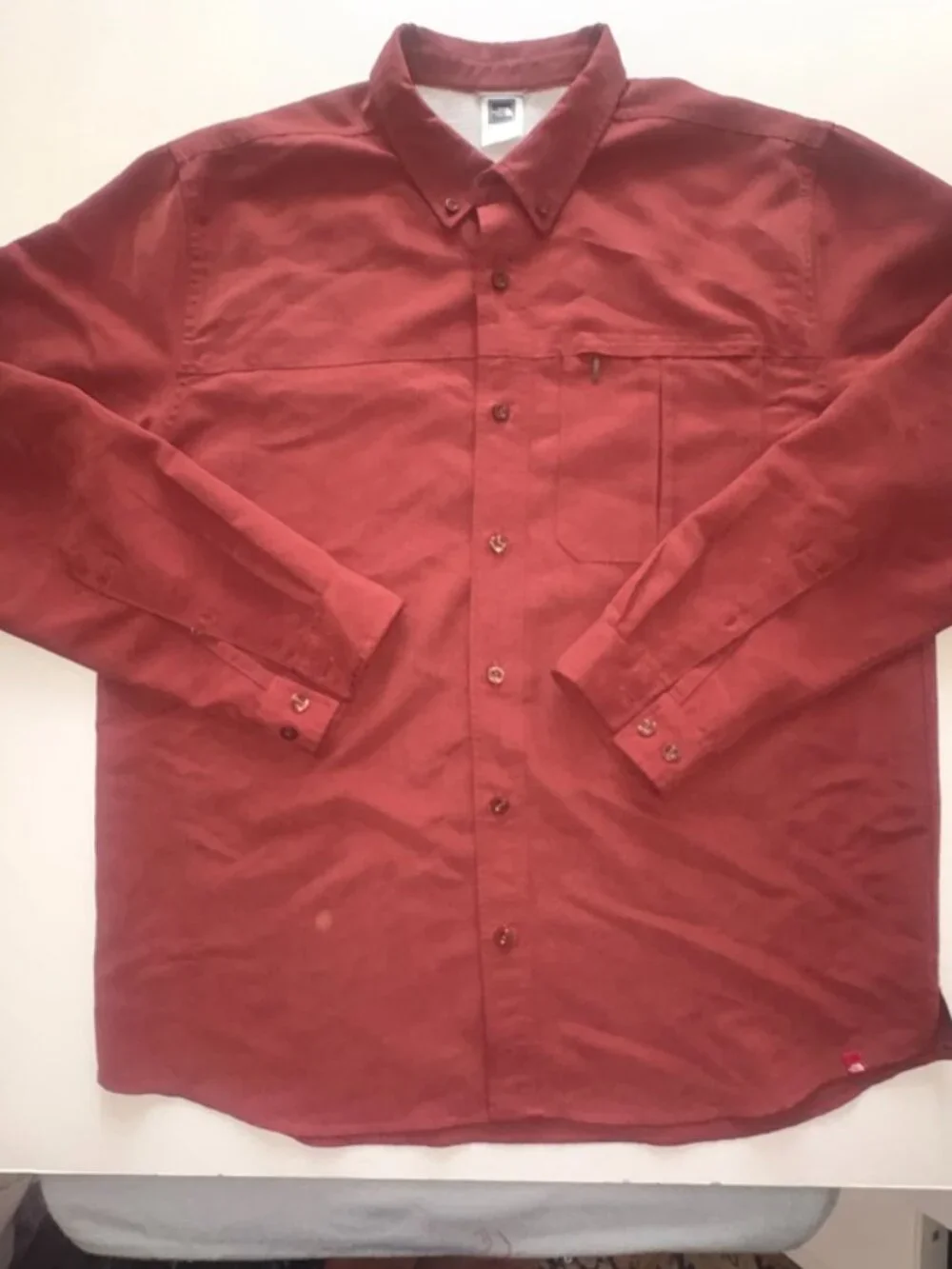 Men's The North Face Long Sleeve Collared Zipper Pocket Nantucket Red XL